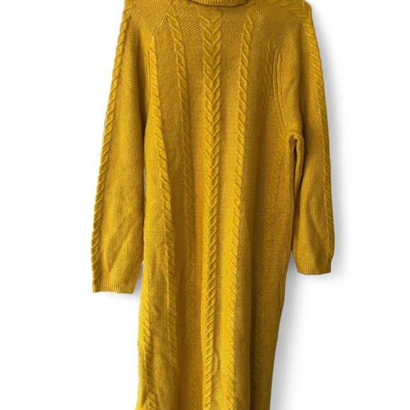 Ann Taylor Yellow Turtleneck Neck Sweater Dress - Picture 2 of 3